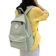 thumbnail image 5 of Mochila de alta capacidad, color sólido, para niñas, mochila escolar para adolescentes, mochila de nailon con estampado de margaritas, color rosa, 5 of 5