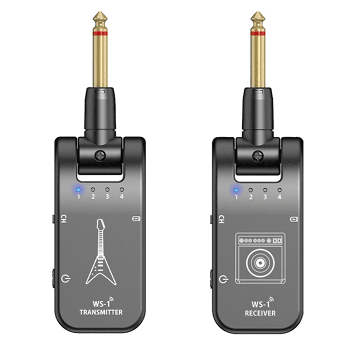 2.4G Wireless Guitar Transmitter Receiver Guitar System 48K/24bit Real-Time Transmission Rotatable Plug for Guitars,1 x Guitar System Transmitter 1 x Guitar System Receiver