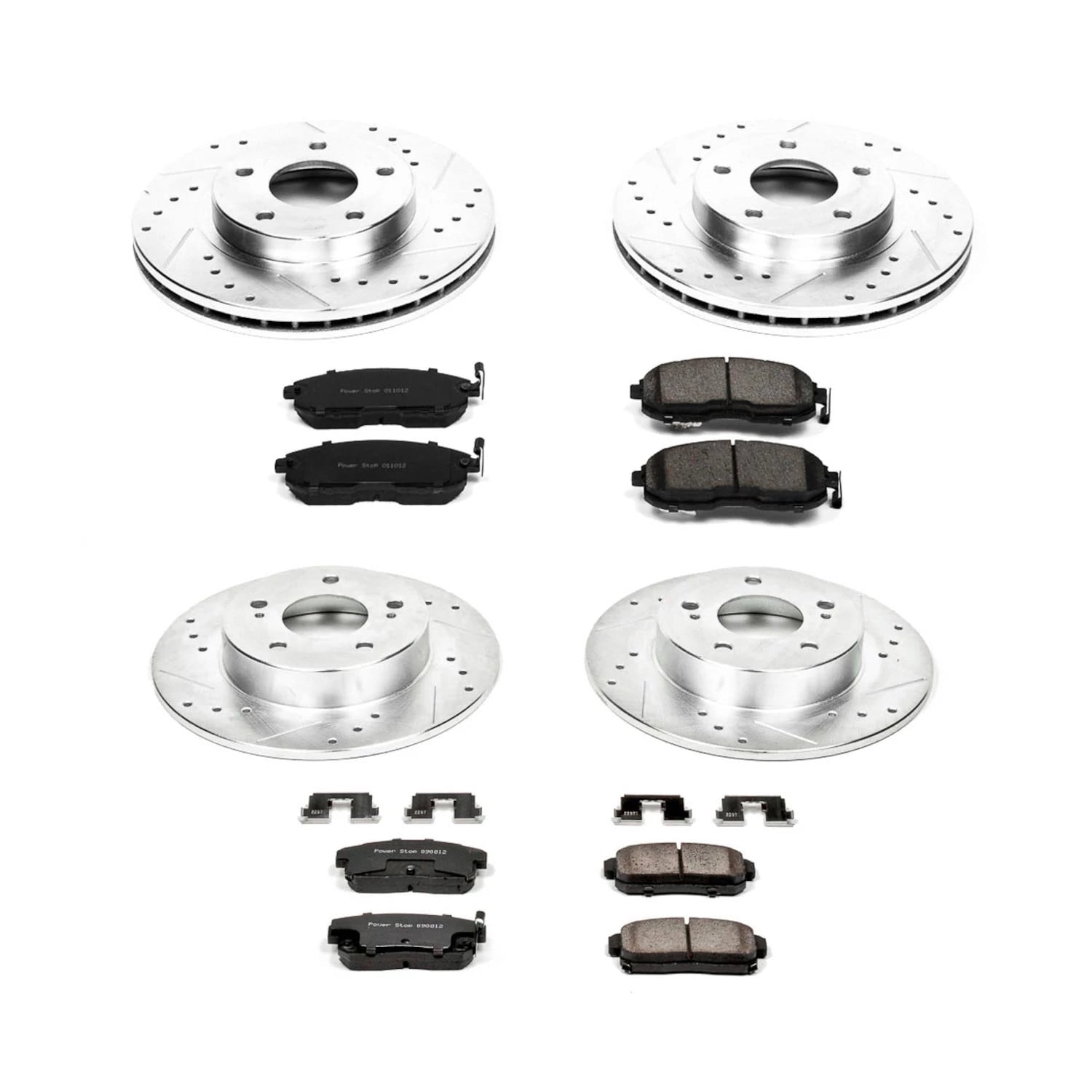 PowerStop Front and Rear Z23 Evolution Sport Carbon-Fiber Ceramic Brake Pad and Drilled & Slotted Rotor Kit Fits: NISSAN Select Models K2705