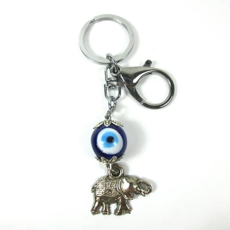 Elephant Key - Lucky Elephant Blue Keychain Evil Eye Charm Key Ring Purse Bag Amulet Good Luck