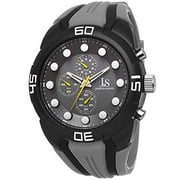 Joshua & Sons Mens Multifunction Watch - 3 Subdial Complications On Two-Tone Gray and Black Comfortable Silicone Strap - JS61
