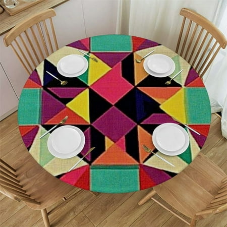 

Autua Colorful Abstract Geometric Art Round Tablecloth | Stain-Resistant & Washable | Ideal for Indoor and Outdoor Events | Home Kitchen Outdoor Decoration 42 -46