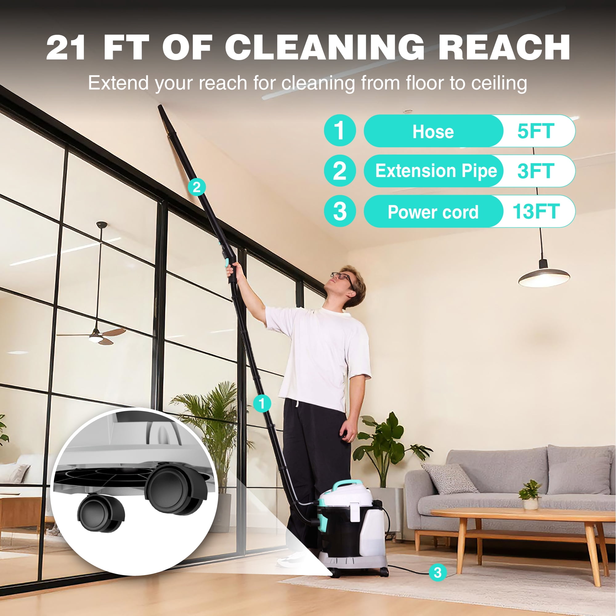 HAUSHOF 4 Gallon 5.5 Peak HP 4-in-1 Wet/Dry/Upholstery Vacuum Cleaner and Blower, Commercial Portable Shop Vac with Spot & Stain Cleaner for Home, Car, Workshop & Garage Cleaning