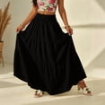 thumbnail image 2 of Wxolcjlv Womens Smocked Waist Tiered Maxi Skirt Crinkle Fabric Flared Skirts, 2 of 4