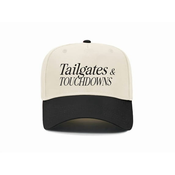 Tailgates and Touchdowns Embroidered Hat, Adjustable Snapback Baseball Cap with Curved Brim, Perfect Game Day Hat for Football Fans, Tailgate Parties, Sports Events and Everyday Street Style