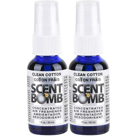 Scent Bomb Air Freshener Spray, 100 % Oil Based Concentrated Air Freshener, Air Freshener Spray for Car, Room, Bathroom and Odor Eliminator, Clean Cotton, 2 Pack