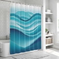 thumbnail image 6 of Turquoise Striped Shower Curtain, Waterproof Shower Curtains for Bathroom, Modern Abstract Art Wave Moire Gradient Washable Fabric Bathtub Curtain Set Bath Decor with 12 Hooks Stall 36"x72", 6 of 8