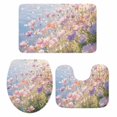 thumbnail image 2 of Pink Spring Floral Bathroom Rugs Set Summer Flower By The Lake Modern Farmhouse Non Slip Absorbent Soft Bath Mats 3 Piece Set with Bathroom Rug, U-Shaped Floor Mat, Toilet Seat Cover Small Size, 2 of 9