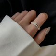thumbnail image 2 of Anillo de compromiso de oro para mujer, elegante anillo chapado en oro de 14 k, doble fila, banda de eternidad, tamaño, 2 of 4