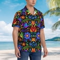 thumbnail image 2 of Lsque Colorful Floral pattern Hawaiian Shirt for Men, Unisex Summer Beach Casual Short Sleeve Button Down Shirts-Large, 2 of 9