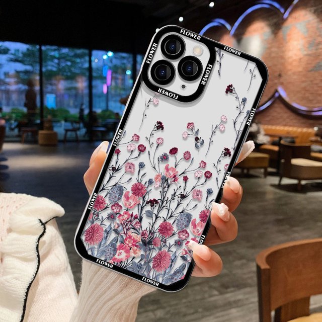 Love Heart Phone Case For iPhone 11 Case iPhone 15 Pro 13 12 14 Pro Max 12 Mini XR XS X 7 8 Plus SE Soft Silicone Flower Cover RJ