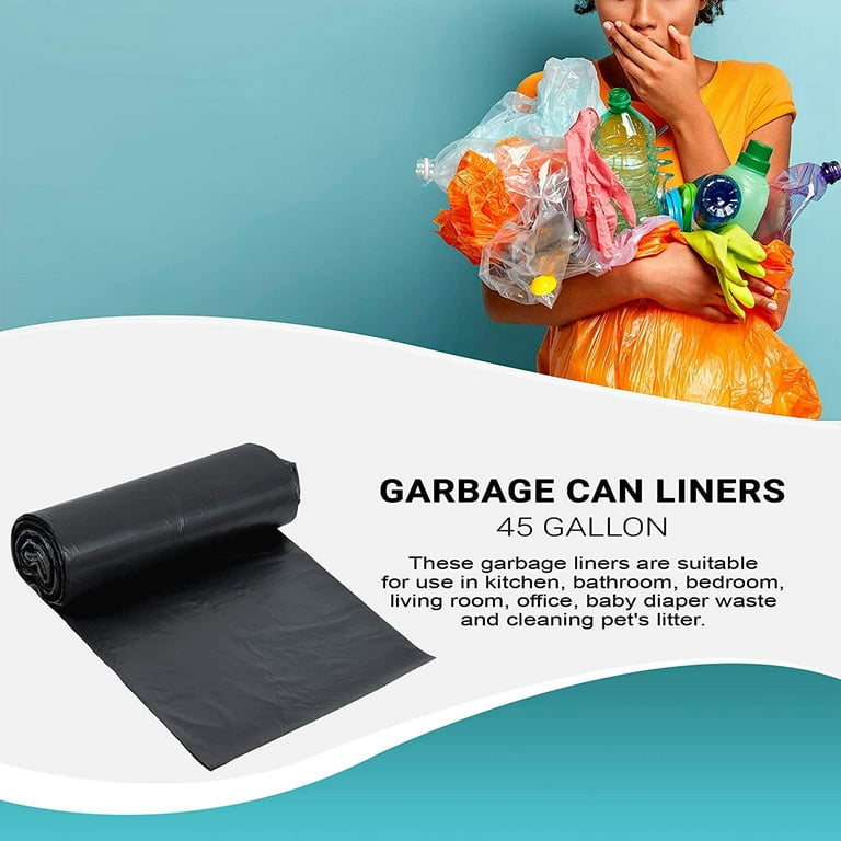 Pack of 25 Black Trash Bags 43 x 48 Thickness 17 Micron High Density  Polyethylene Garbage Can Liners 43x48 Tear Resistant 45 Gallon Trash Liners  for Offices Schools Kitchen, Wholesale Price 
