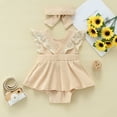 thumbnail image 4 of TAIAOJING Baby Romper Girls Ribbed Lace Backless Bodysuit Little Girls Dress Headband Clothes Outfits Set One Piece Outfits 18-24 Months, 4 of 4