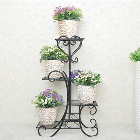 Indoor Hanging Plant Stand Meigar 4 Tier Metal Plant Stand Metal Shelves Flower Pots Stander Display Pots Holder for Indoor Outdoor Home Garden Use ()