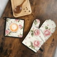 thumbnail image 5 of Pioneer Flower Kitchen Oven Mitt and Pot Holder Sets 2 Pcs for Baking, Cooking and Grilling, Heat Resistant Up To 392 °F, 5 of 7