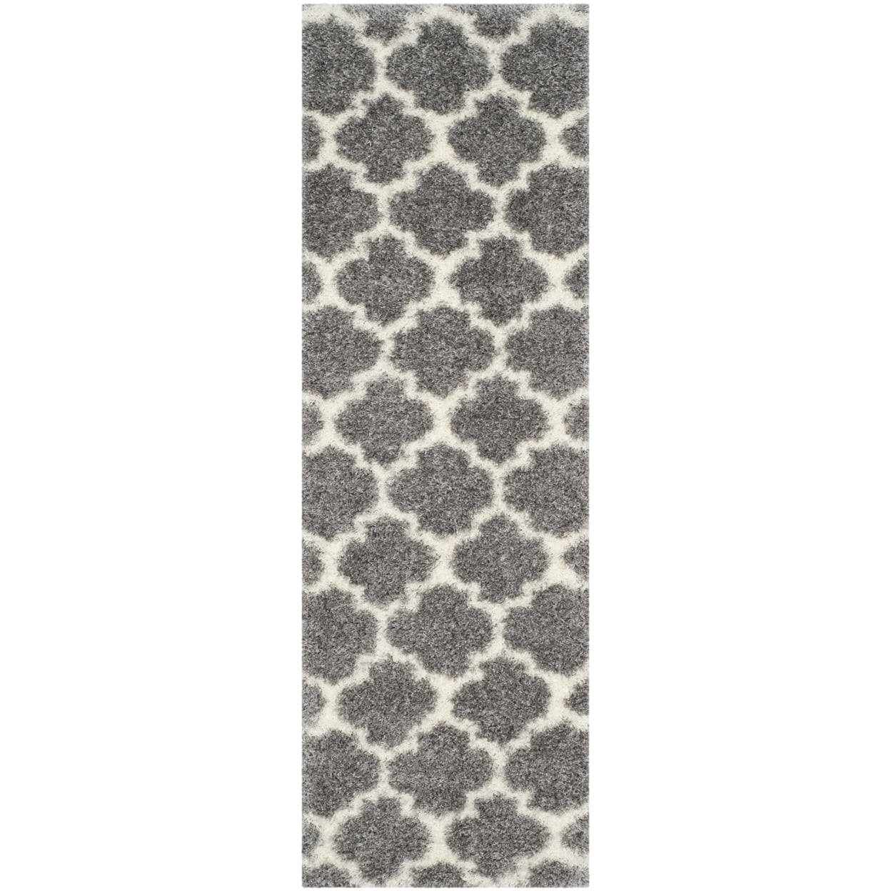 SAFAVIEH Montreal Lennart Geometric Quatrefoils Shag Area Rug, Grey/Ivory, 4' x 6'
