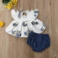 thumbnail image 4 of Sunisery Newborn Infant Baby Girl Summer Floral Tops +PP Shorts Outfits Clothes, 4 of 7