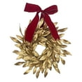 thumbnail image 3 of Corona navideña para colgar en pared, adorno para puerta de entrada, regalo para interiores, guirnalda artificial con lazo rojo dorado para, 3 of 8