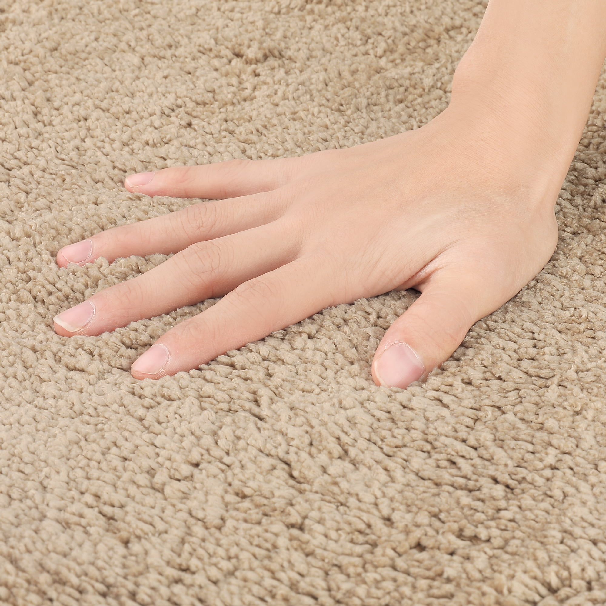 REGALWOVEN Soft Plush Bath Mats Non Slip Shaggy Bath Rug for Bathroom, Khaki 16" x 24"