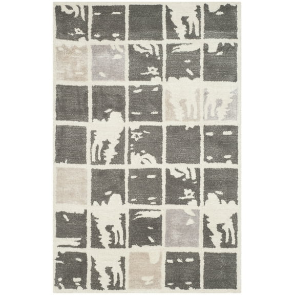 SAFAVIEH Bella Kalina Abstract Wool Area Rug, Dark Grey/Ivory, 2'6" x 4'