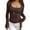 Coffee, variant on Women's Tie Wrap Top Long Sleeve V Neck Crop Shirt Slim Fit Dance Fairy Yoga Workout Blouse Summer Tunics Womens Tops for Summer plus Size Workout Clothes for Women