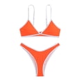 thumbnail image 4 of BONIXOOM Plus Size Swimsuit For Women Tankini Elastic Solid Bikinis Bikini Summer Swimwears on Clearance Orange Size 4, 4 of 4