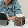 thumbnail image 4 of ZIATUBLE Thanksgiving Maple Leaves Square Tissue Box Cover PU Tissue Box Covers Rrectangular Facial Cube Tissue Box Holder Case Dispenser with Snap Button Tissue Cube Organizer, 4 of 7