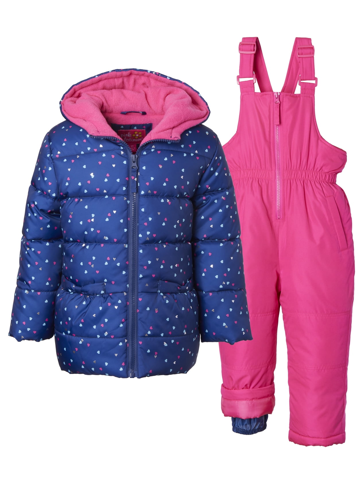 2 Piece Pink Platinum Snowsuit With Snowbibs & Coat ~ Size 12M ~ New With Tags