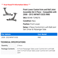 thumbnail image 2 of Front Lower Control Arm and Ball Joint Assembly Set 2 Piece - Compatible with 2008 - 2012 INFINITI EX35 RWD 2009 2010 2011, 2 of 2