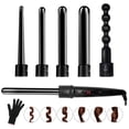 thumbnail image 1 of 6 In 1 Curling Wand Set, Dual Voltage Design With Interchangeable Tourmaline Ceramic Barrels, Heat Resistant Glove Included, Rapid Heat Up And Safe To Use, 1 of 6