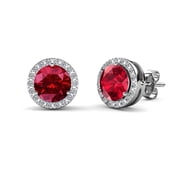 Cate & Chloe Royal January Birthstone 18k White Gold Plated Women Earrings with Swarovski Crystals