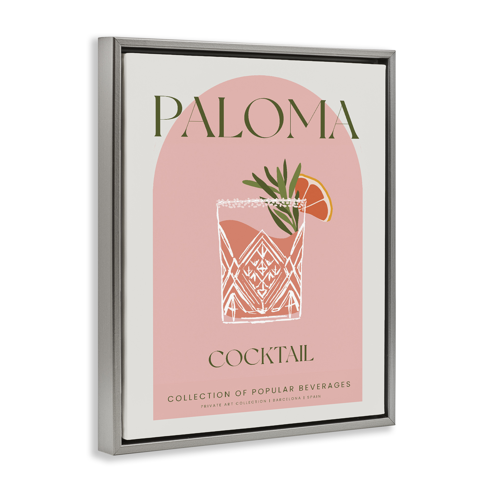 Stylish Retro Paloma Gray Framed Floater Canvas Wall Art, design by Lil' Rue