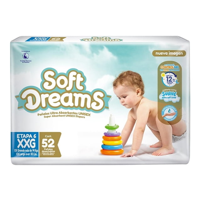 Pañales Soft Dreams etapa 6 extra XG unisex 52 piezas