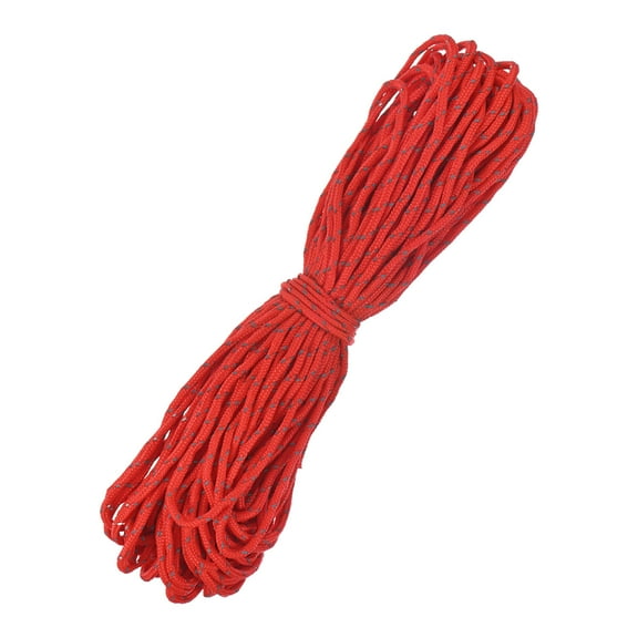 Uxcell 2 MM 98FT Reflective Guyline Camping Paracord [1PCS] - 3 Strand Cord for Camping Tents and Tarps [Red]