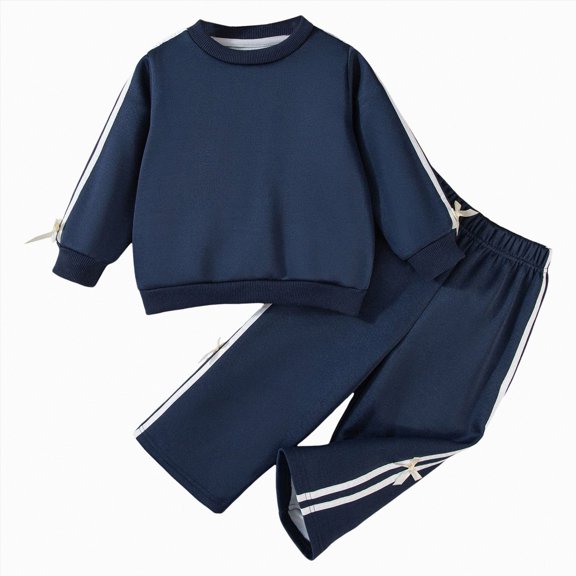 Futezty Toddler Boys Girls Clothes Fall Winter Outfit Sets, Set For Kids Long Sleeve Round Neck Solid Color Elastic Waist 6 12 18 24 Months 2T 3T 2 PC Everyday