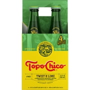 Topo Chico Sparkling Mineral Water Twist of Lime Glass Bottles, 12 fl oz, 4 Pack