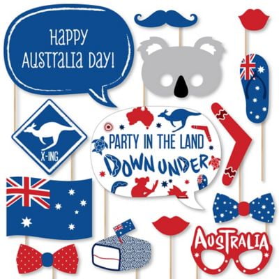 Australia Day - G'Day Mate Aussie Party Photo Booth Props Kit - 20 Count