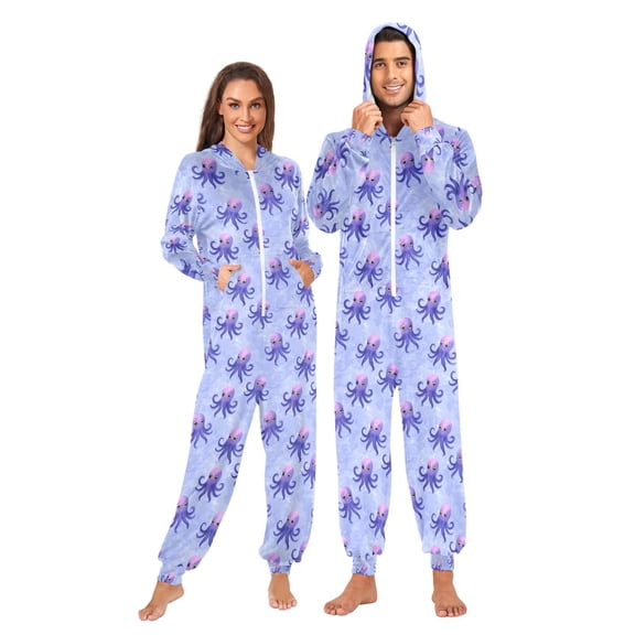 joogoo Watercolor Octopus Unisex Adults Onesies Pajamas Jumpsuits L
