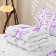 thumbnail image 5 of Erosebridal Kawaii Bow Zipper Twin Comforter Sets with Fitted Sheet and 2 Pillowcases,Purple Princess Bowtie Zipper Bedding Set For Girls,Reversible,4-Piece, 5 of 7