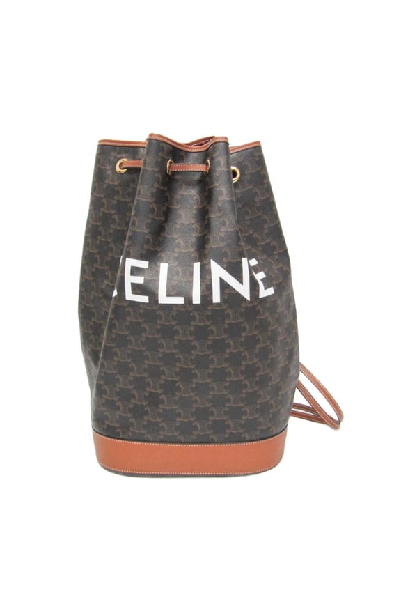 Pre-Owned Celine Triomphe Medium Sailor Bag Women,Men PVC,Leather Shoulder Bag Brown,Dark Brown