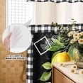 thumbnail image 3 of No Hook Shower Curtain, Yellow Lemon Shower Curtains for Bathroom with See Through Top Window, Summer Botanical Black White Checkered Waterproof & Washable Bath Curtain Narrow 54"x78", 3 of 9