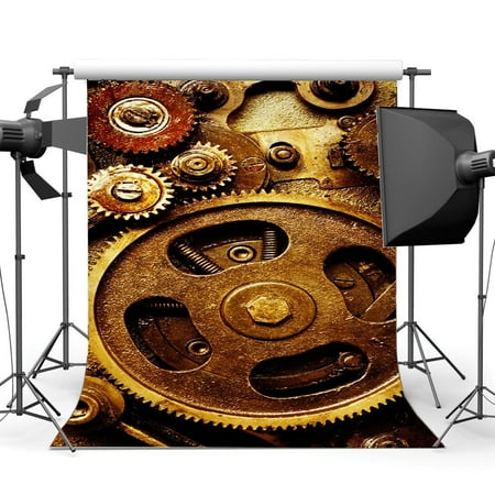 Photographer Gear ABPHOTO Polyester 5x7ft Steampunk Backdrop Vintage Gears Industrial Ancient Grunge Wallpaper Photography Background Adults Personal Portraits Photo Studio Props ()