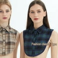 thumbnail image 6 of LoudSung False Collar Detachable Blouse Fake Collar Half Shirts Collar Plaid Designed Cotton Top Elegant for Women Girls, 6 of 6