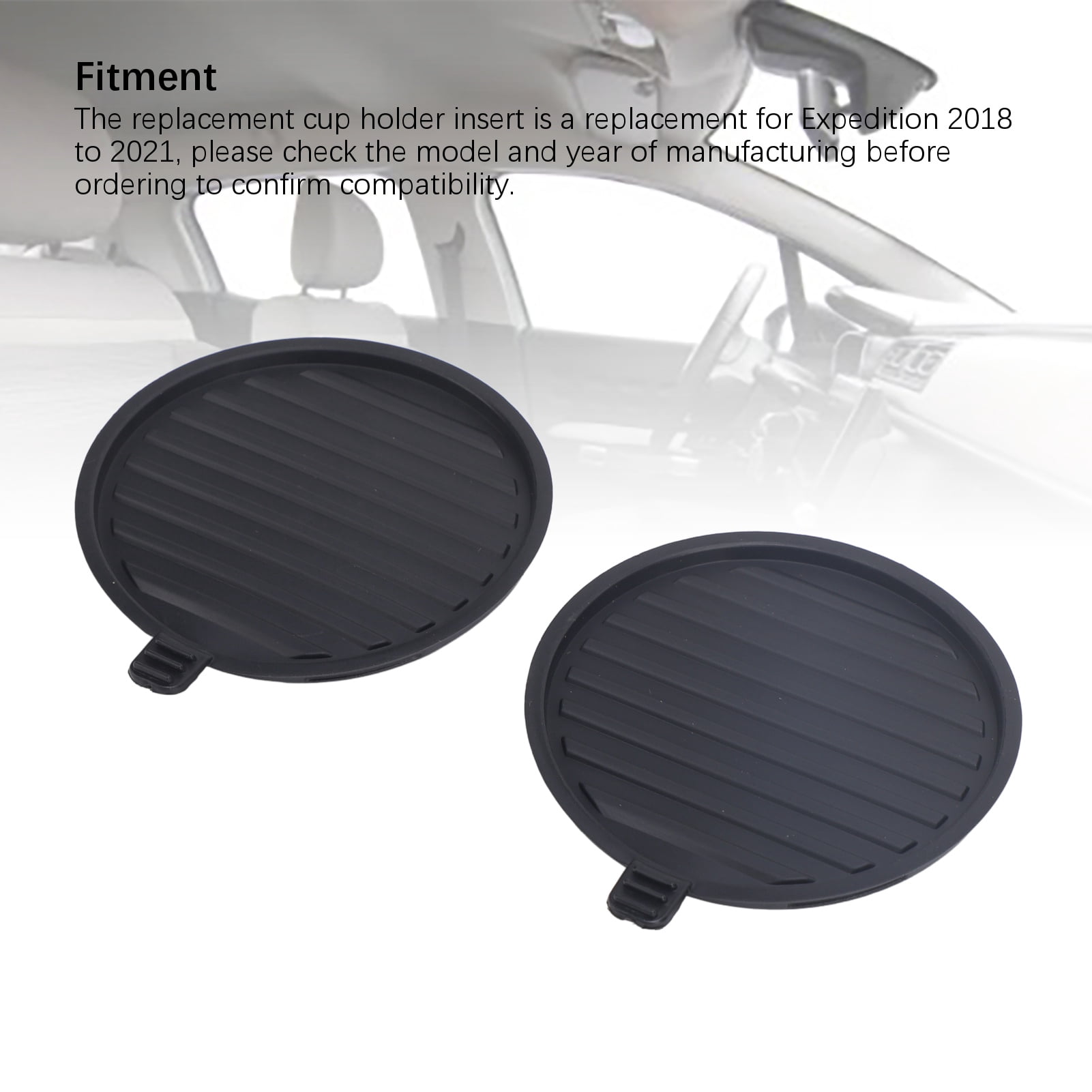 NFTIGB 2 Pcs Front Console Cup Holder Insert JL3Z 1513562 AA Replacement Cup Holder Pad for Ford F150 2017-2021 & Expedition 2018-2021, Automotive Interior Accessories (4.33 inches / 11 cm)