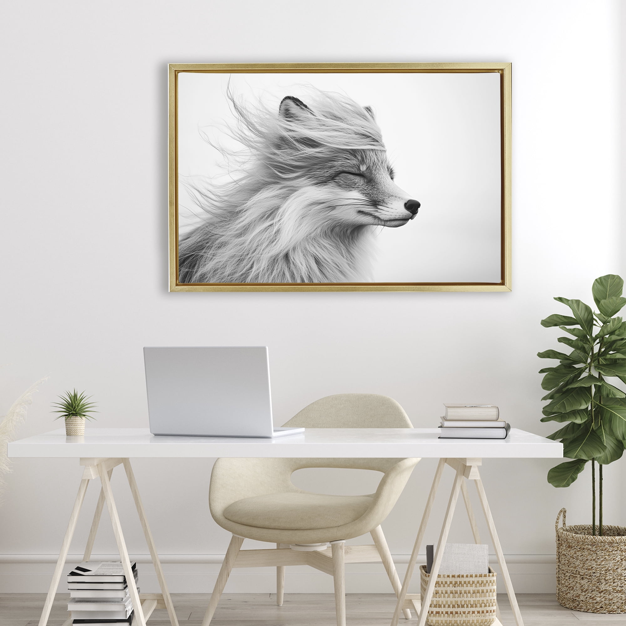 Stupell Industries Easy Breezy Fox Gold Framed Floater Canvas Wall Art, design by Tina LeCour