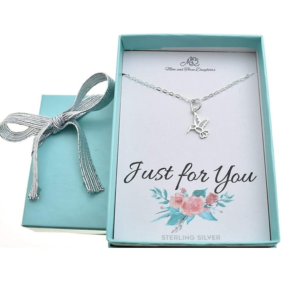 Tiny Hummingbird Charm Necklace in Sterling Silver on 16” Sterling Silver Cable Chain. Jewelry for Her. Hummingbird Necklace. Hummingbird Jewelry