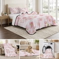 thumbnail image 6 of Full Quilt Set 78''x90'', Pink Floral Lightweight Bedspread Coverlet Set with 2 Pillow Shams, Modern Farmhouse Aesthetic Shabby Chic Flower Breathable All Season Quilt Bedding for Bedroom/Guest Room, 6 of 9