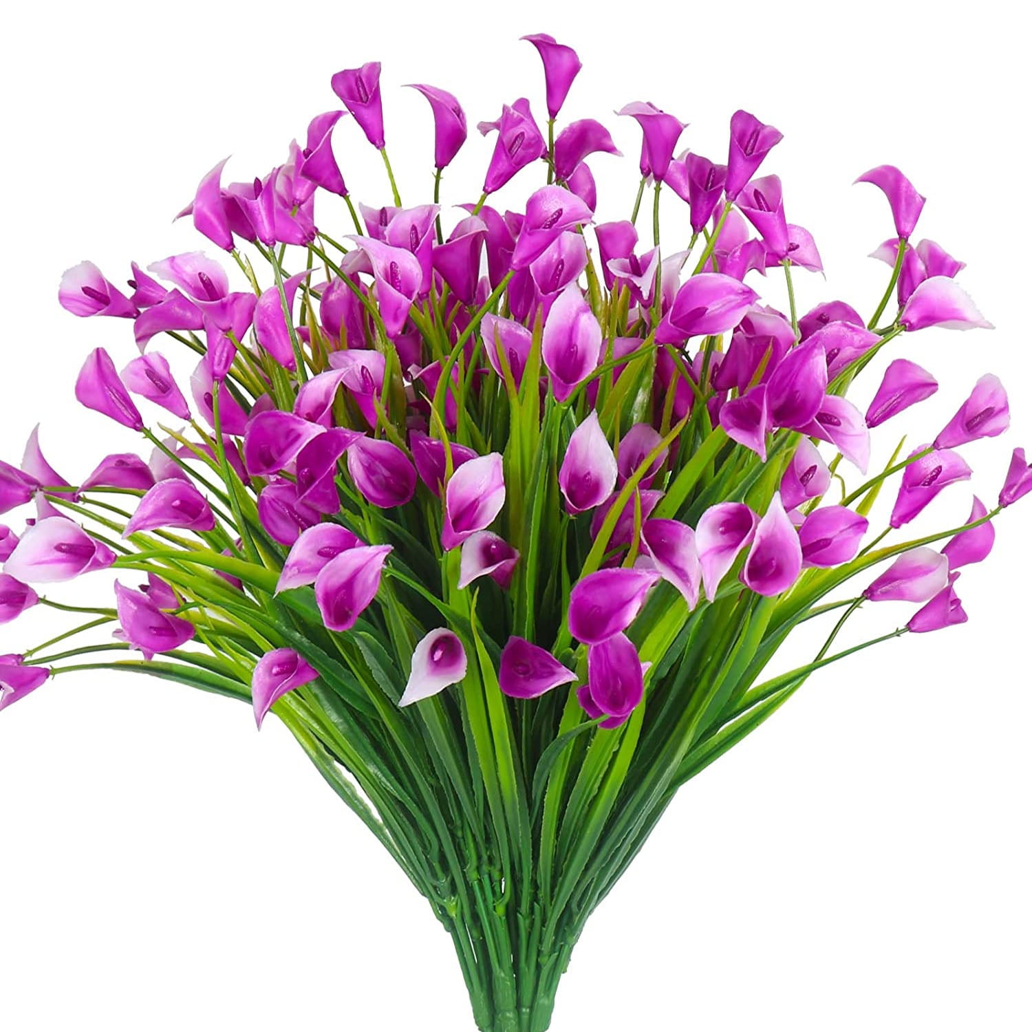 6 Bundles Artificial Calla Lily Flowers for Outdoors, UV Resistant Faux Fake Plants Plastic