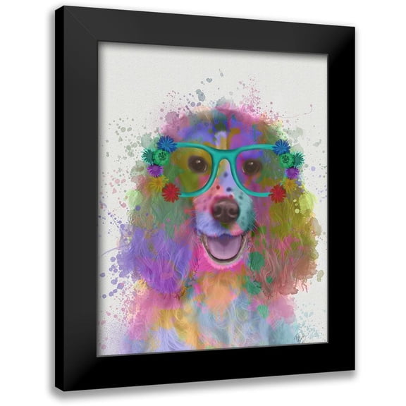 Fab Funky 12x14 Black Modern Framed Museum Art Print Titled - Springer Spaniel Rainbow Splash