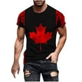 thumbnail image 2 of Aobny Mens Tees Independence Day Canada Oversized T Shirt Big & Tall Muscle Long Sleeve Crew Neck Men T Shirts,Red,M, 2 of 5